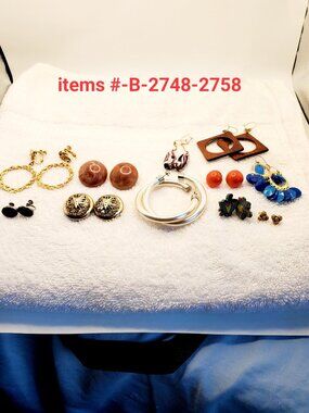 11 Pair of Earrings, items # B- 2748-2758,. wt. 75 grams.